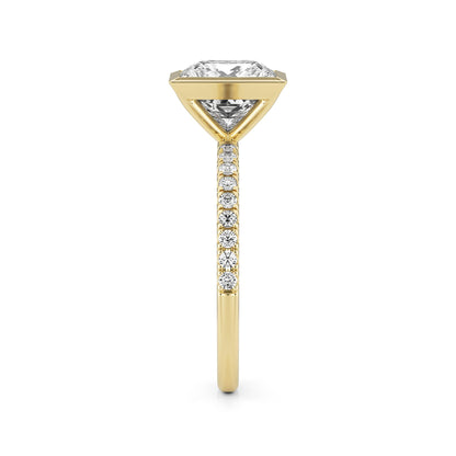 Princess Diamond Bezel Pave 14K Yellow Gold