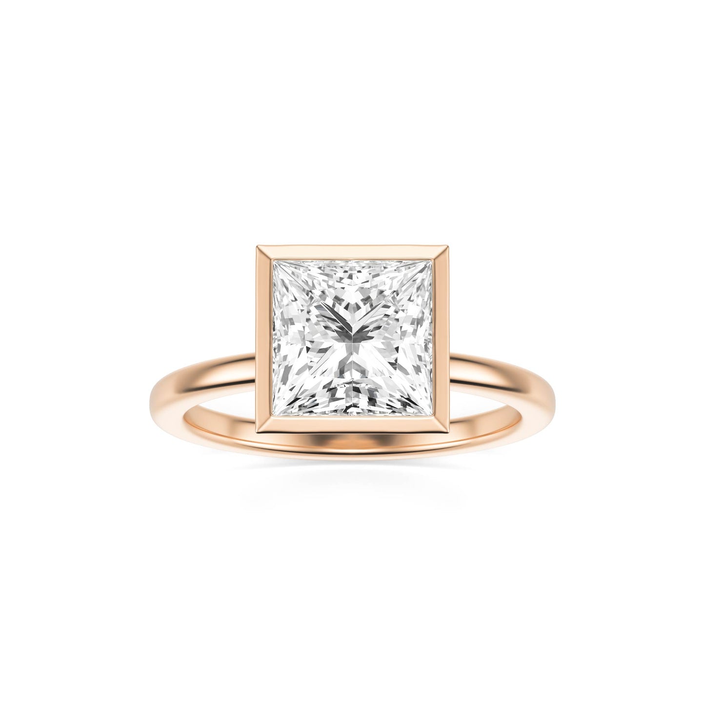 Princess Diamond Bezel 14K Rose Gold