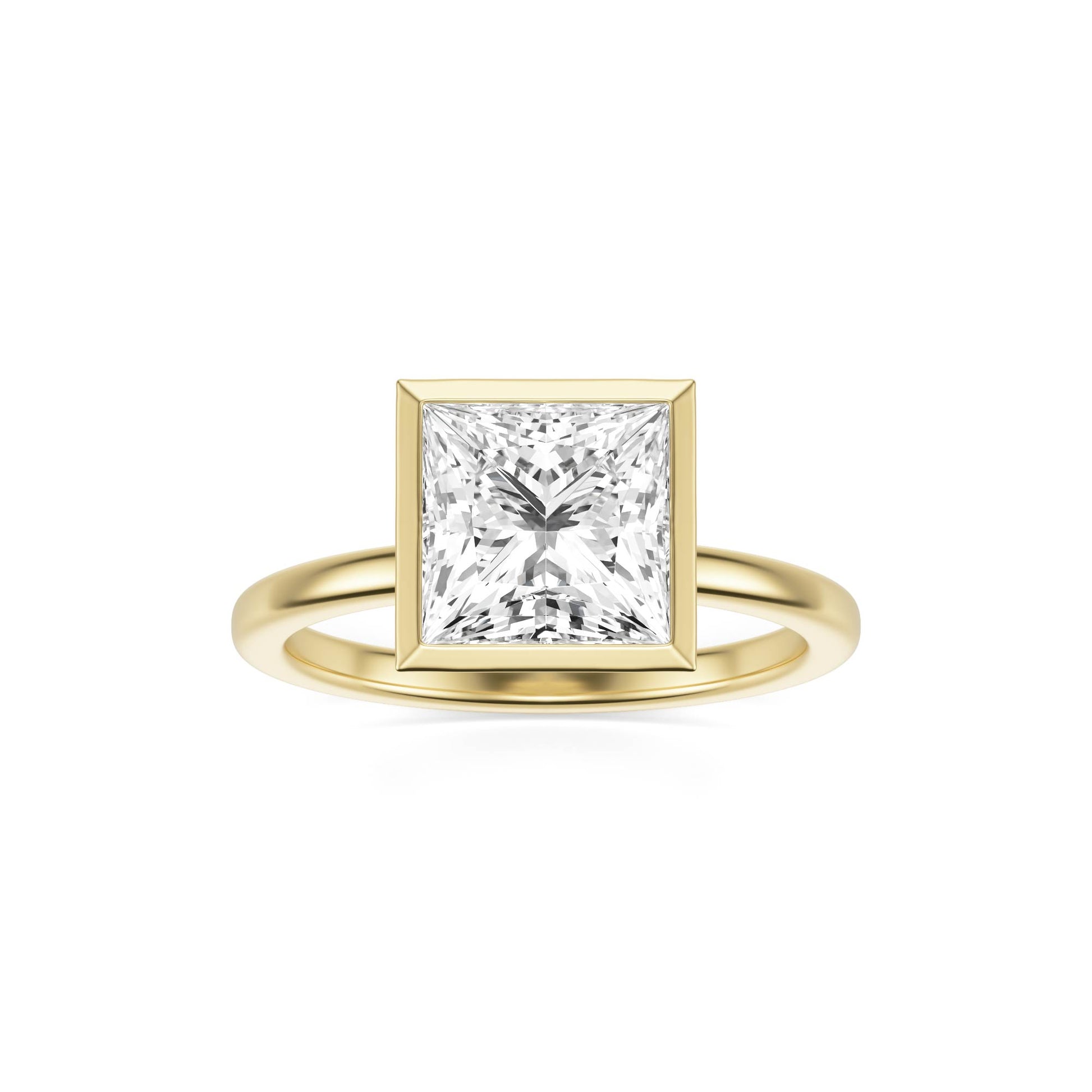 Princess Diamond Bezel 14K Yellow Gold