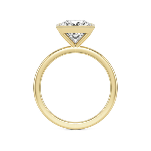 Princess Moissanite Bezel 14K Yellow Gold