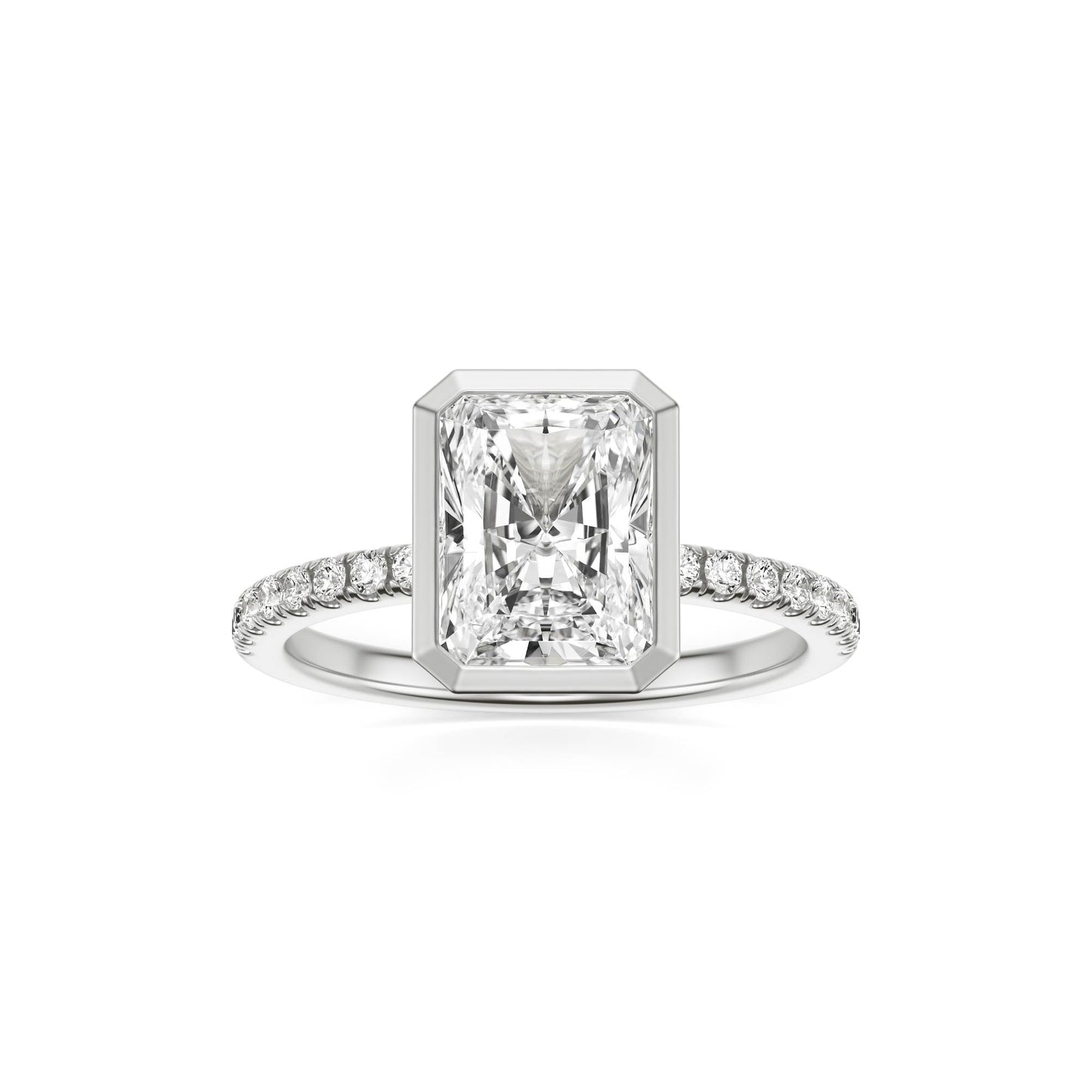 Radiant Diamond Bezel Pave Platinum