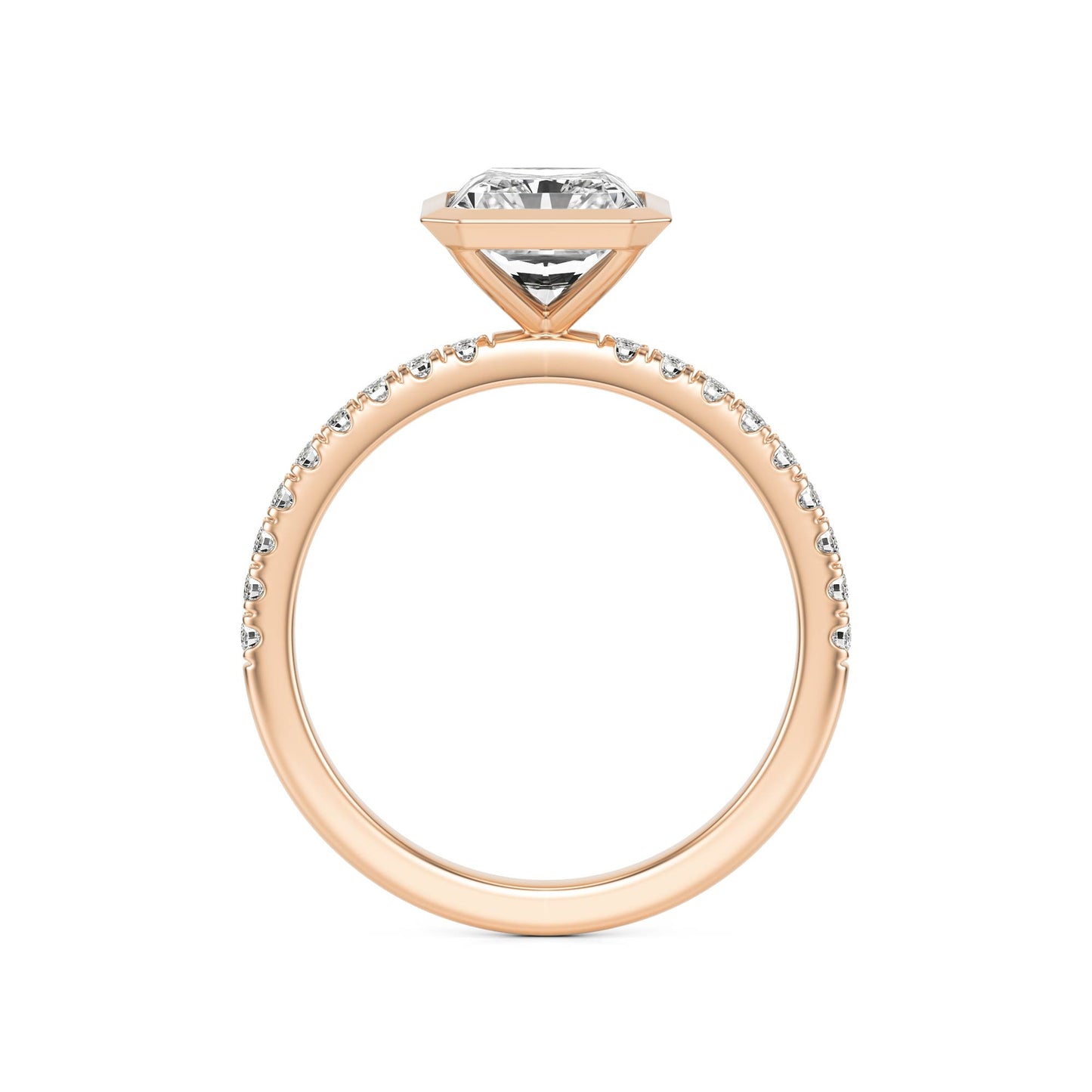 Radiant Diamond Bezel Pave 14K Rose Gold