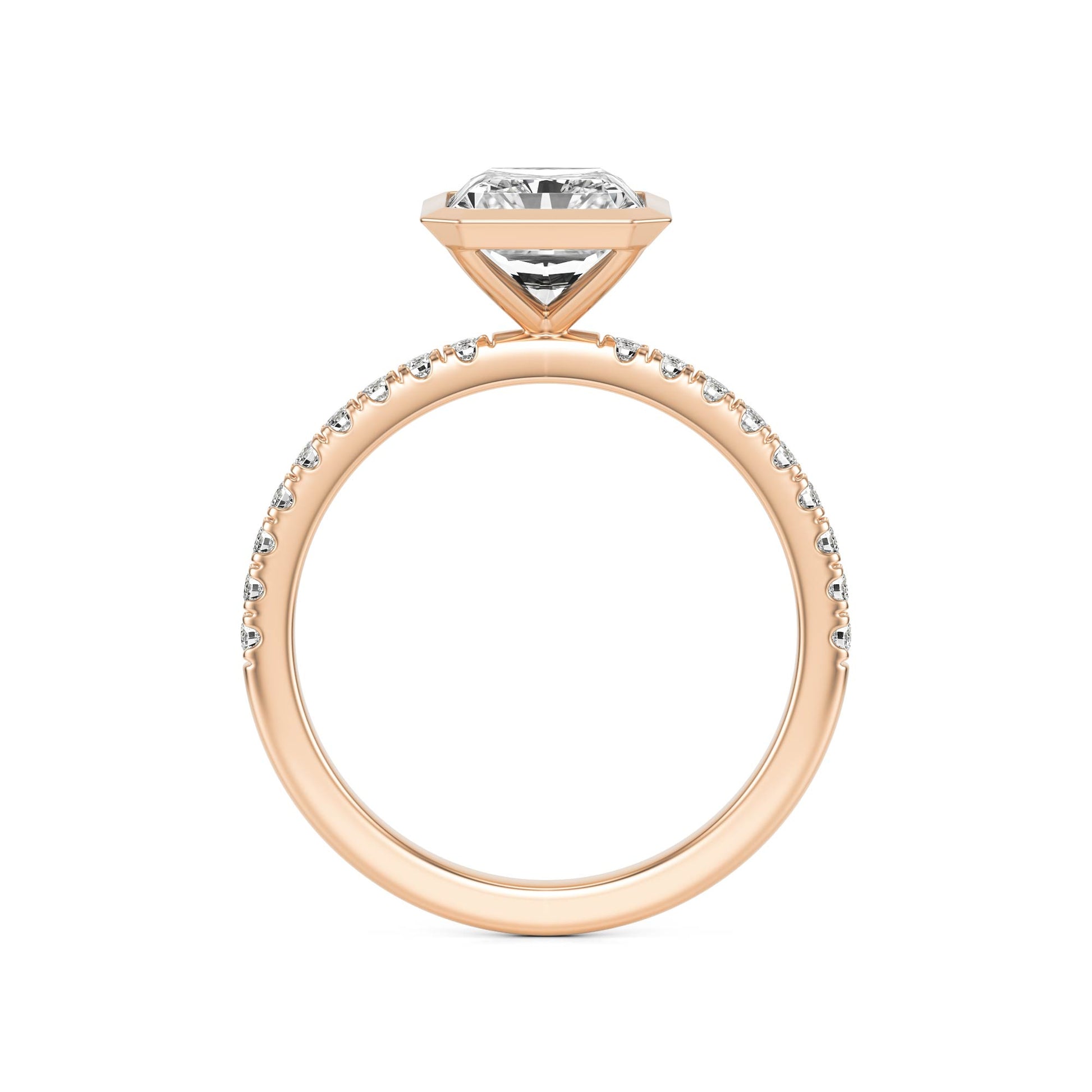 Radiant Diamond Bezel Pave 14K Rose Gold