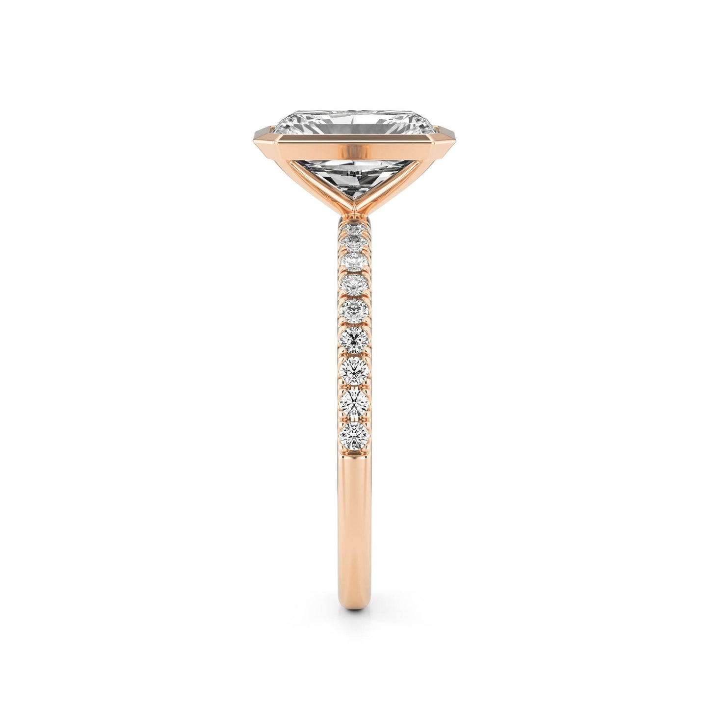 Radiant Diamond Bezel Pave 14K Rose Gold