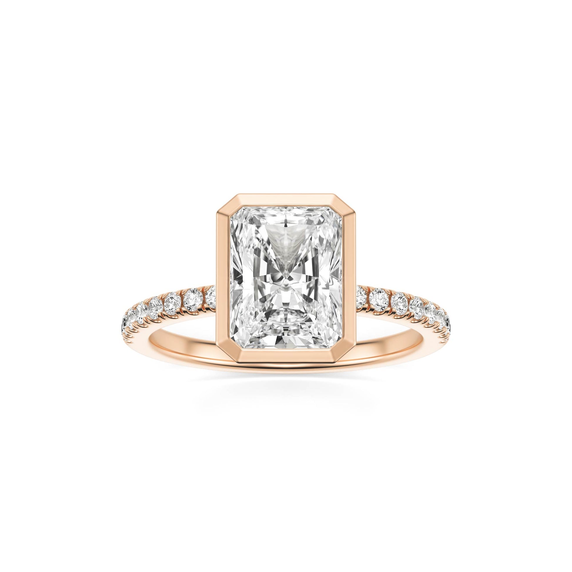 Radiant Diamond Bezel Pave 14K Rose Gold