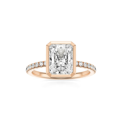 Radiant Diamond Bezel Pave 14K Rose Gold