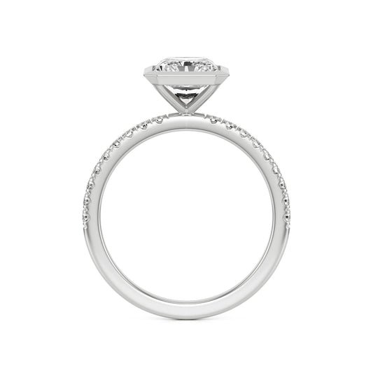 Radiant Diamond Bezel Pave 14K White Gold