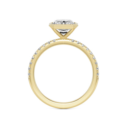 Radiant Diamond Bezel Pave 14K Yellow Gold