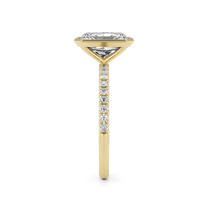 Radiant Diamond Bezel Pave 14K Yellow Gold