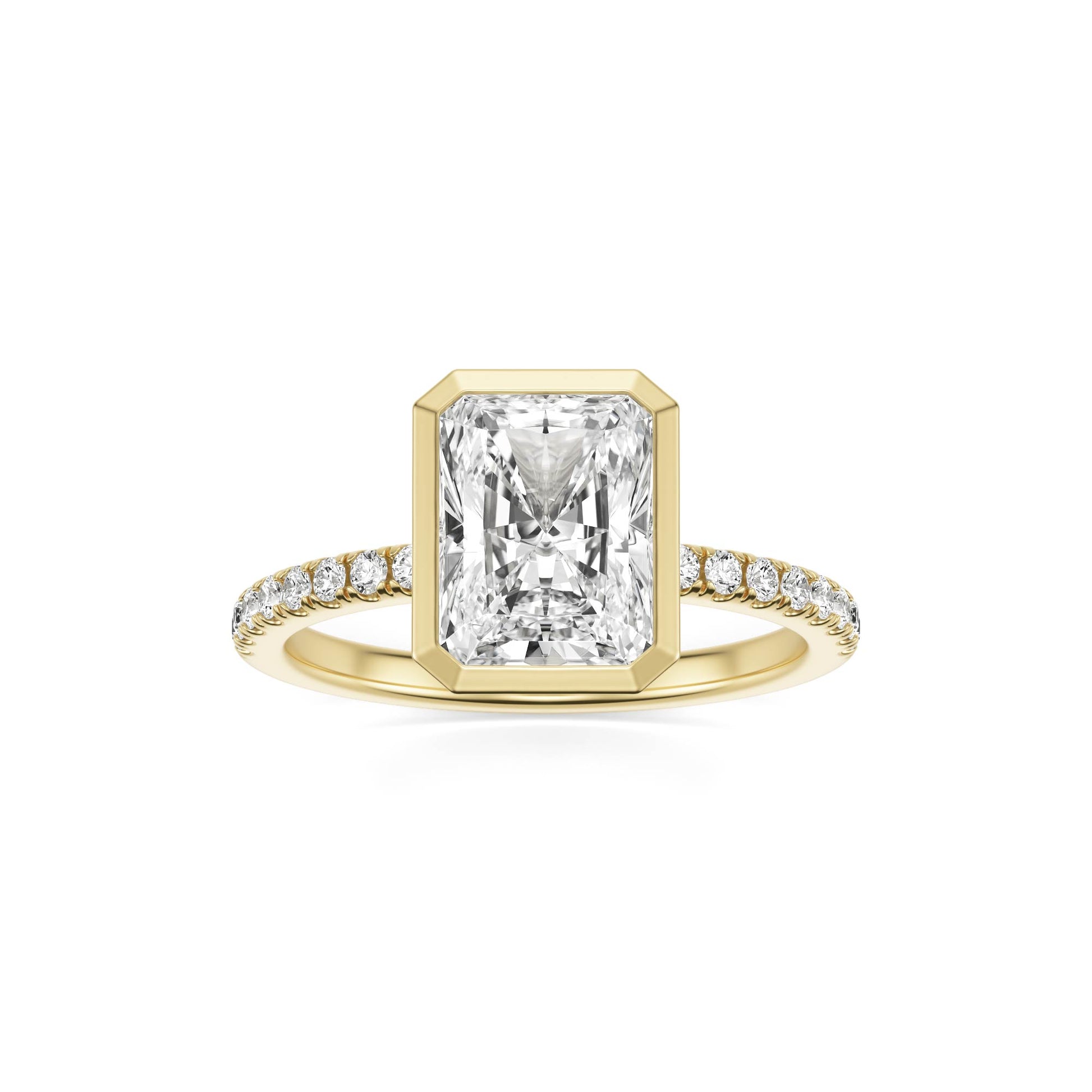 Radiant Diamond Bezel Pave 14K Yellow Gold