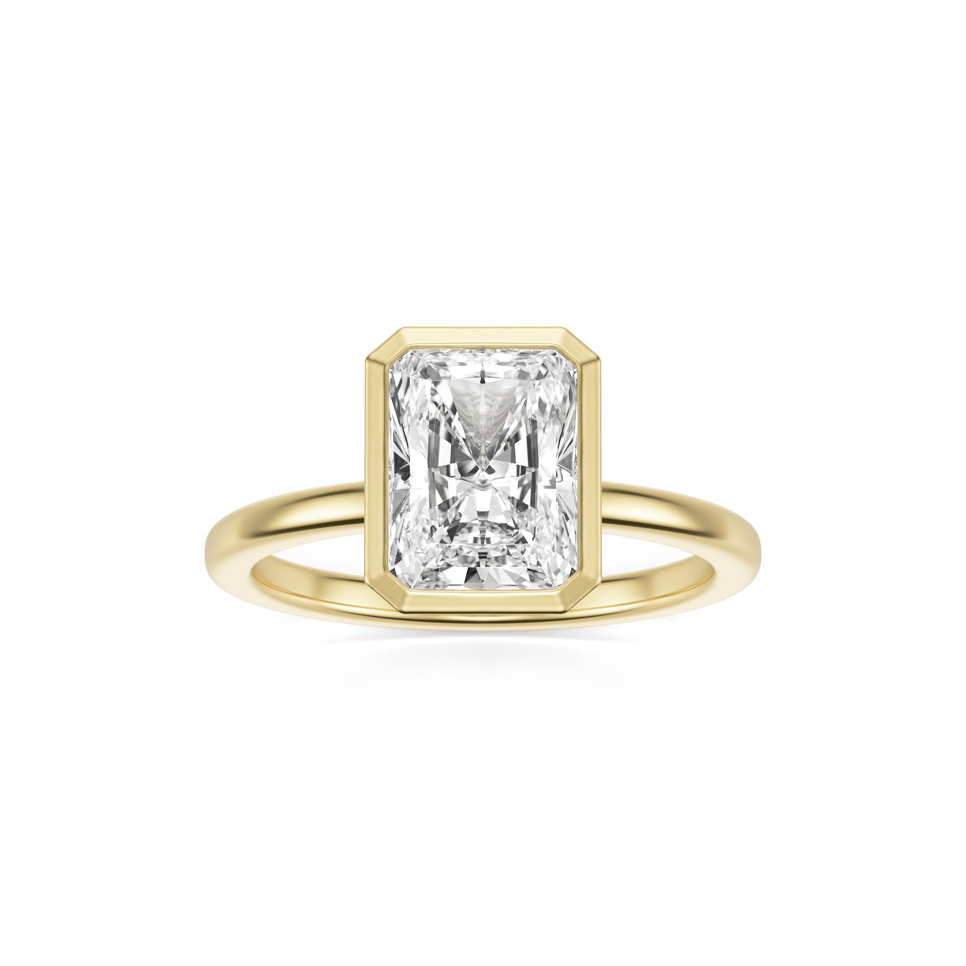 Radiant Diamond Bezel 14K Yellow Gold