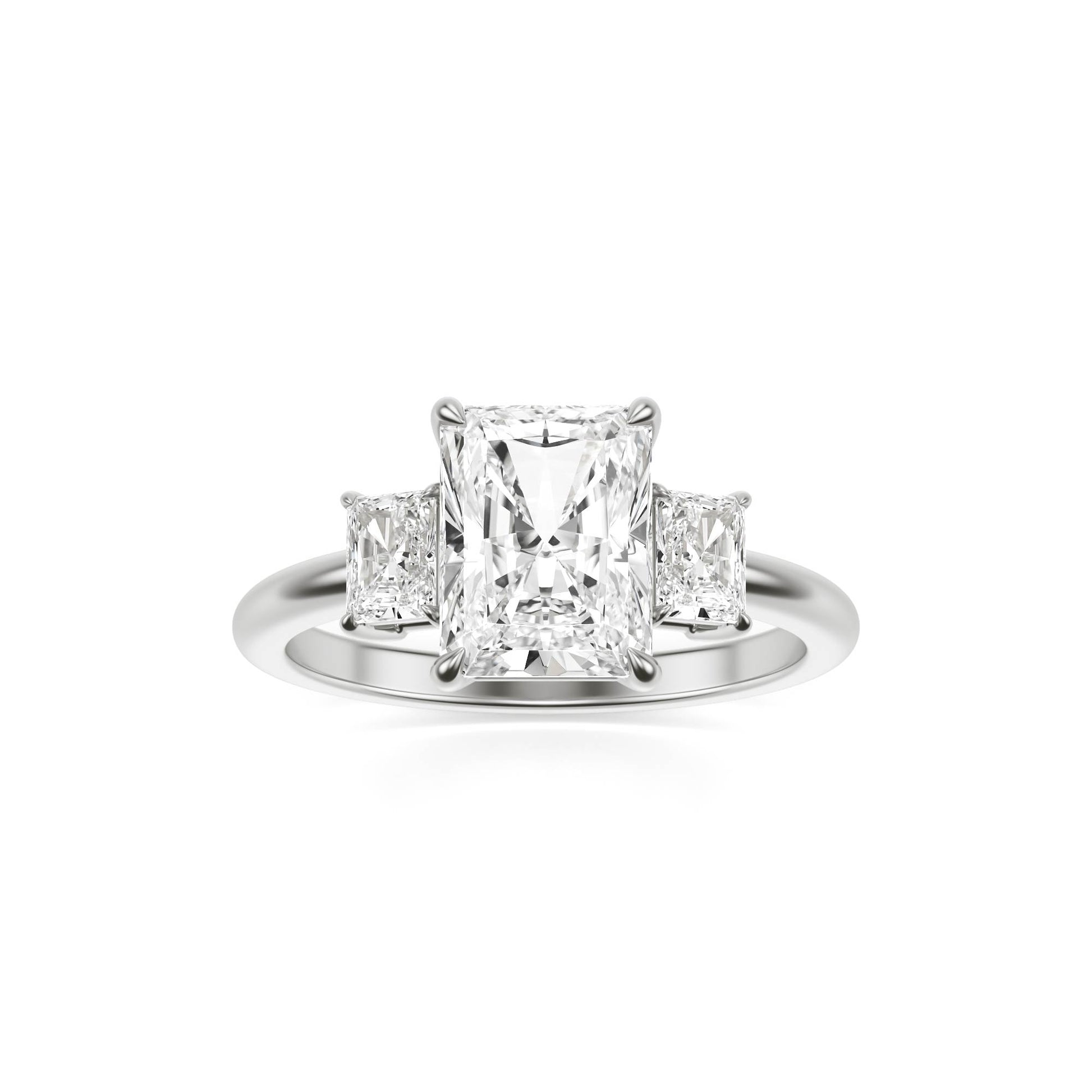 Radiant Diamond Trio 14K White Gold