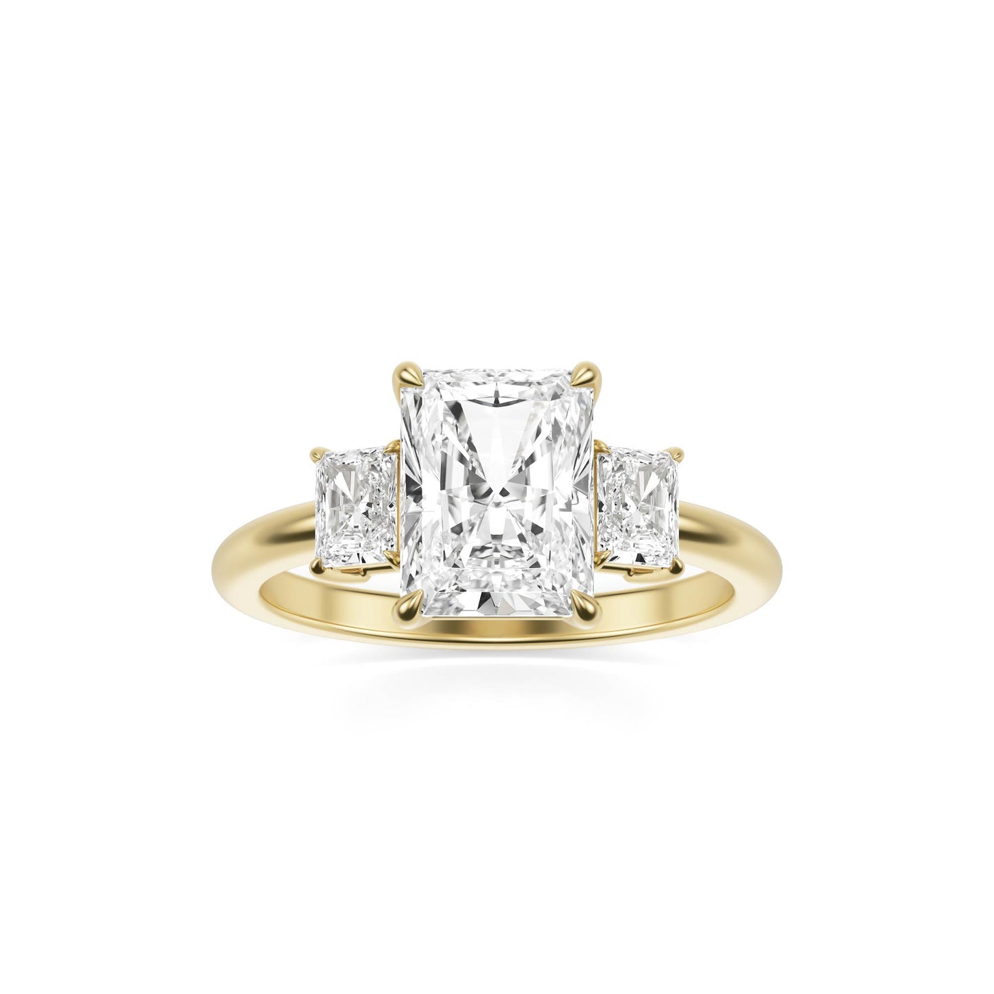 Radiant Diamond Trio 14K Yellow Gold