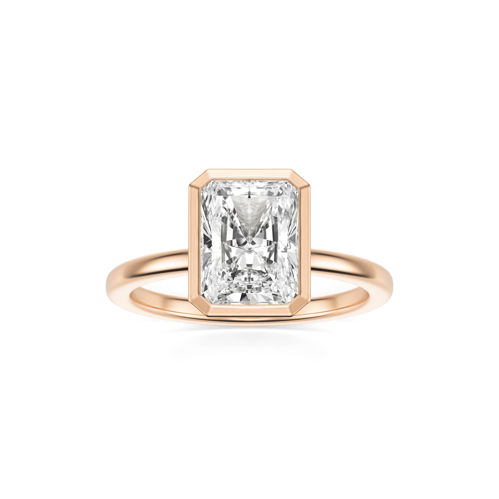 Radiant Moissanite Bezel 14K Rose Gold