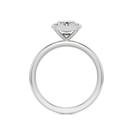 Radiant Moissanite Bezel 14K White Gold