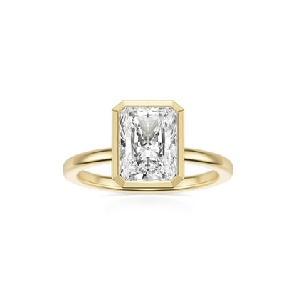 Radiant Moissanite Bezel 14K Yellow Gold