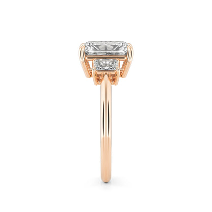 Radiant Moissanite Trio 14K Rose Gold