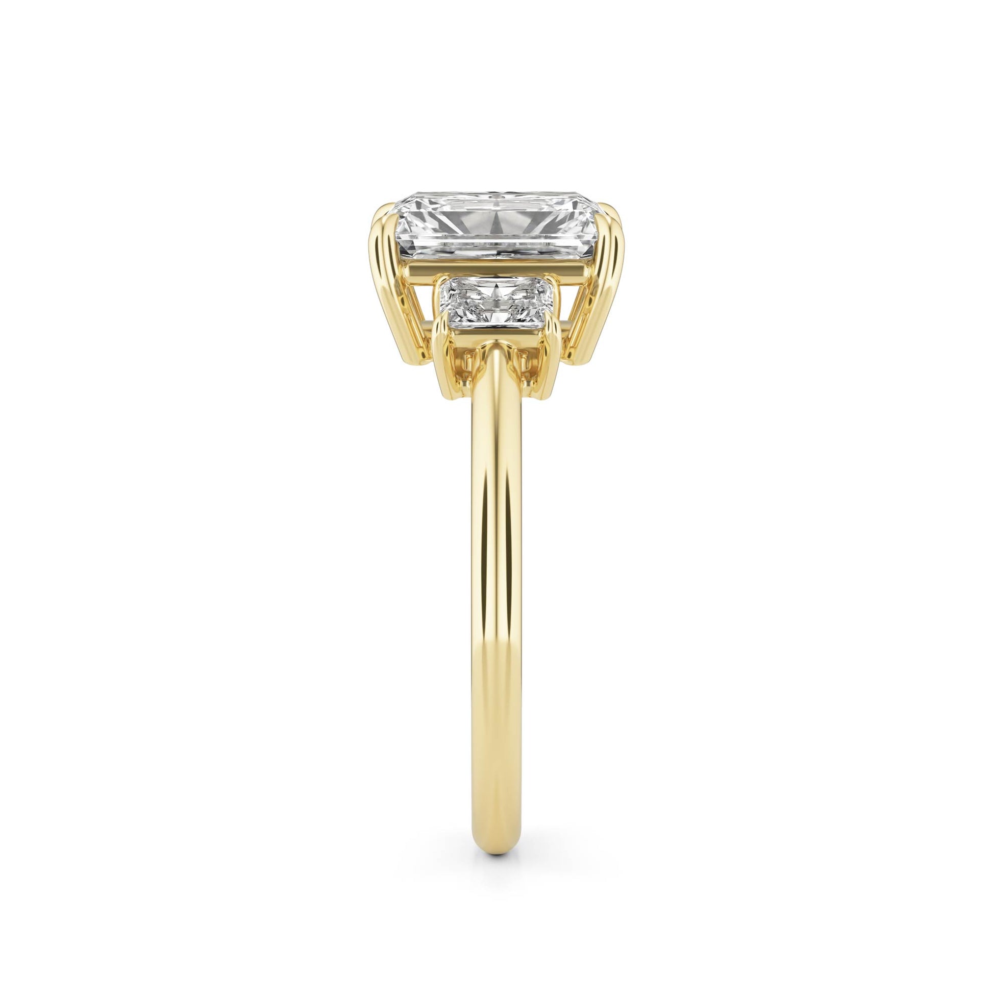 Radiant Moissanite Trio 14K Yellow Gold