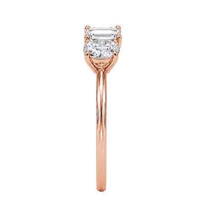 round emerald two stone toi et moi engagement ring 14k rose gold