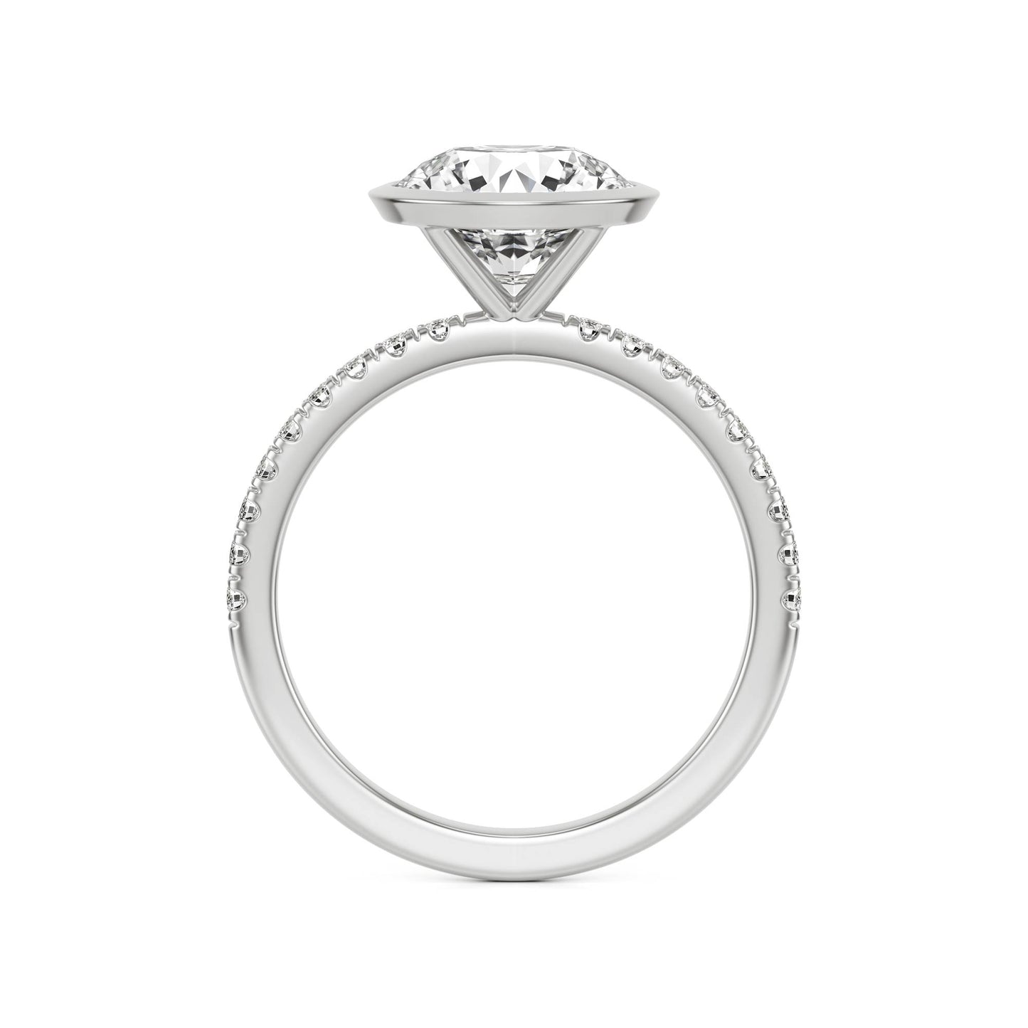 Round Diamond Bezel Pavé Platinum