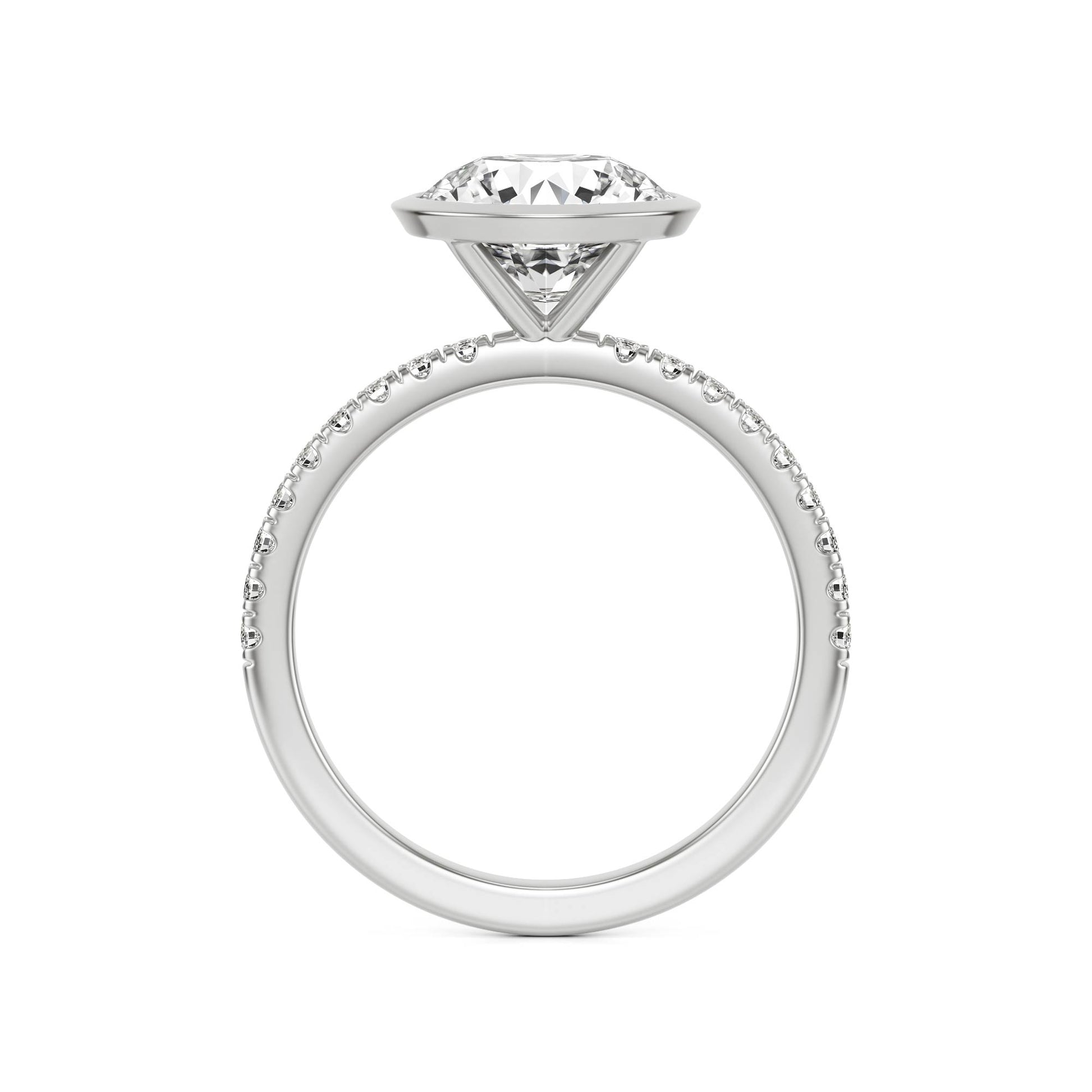 Round Diamond Bezel Pavé Platinum