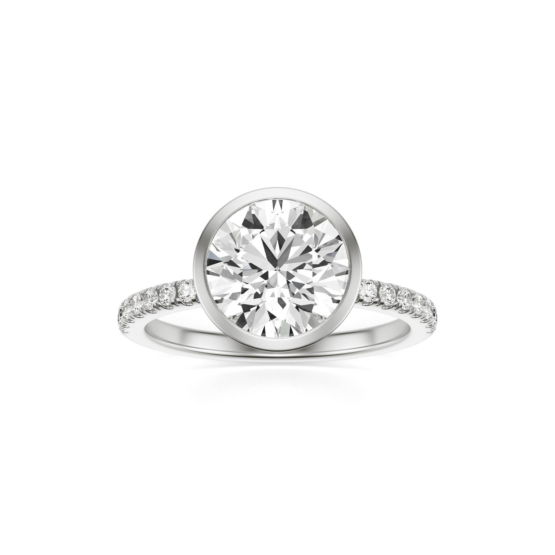 Round Diamond Bezel Pavé Platinum