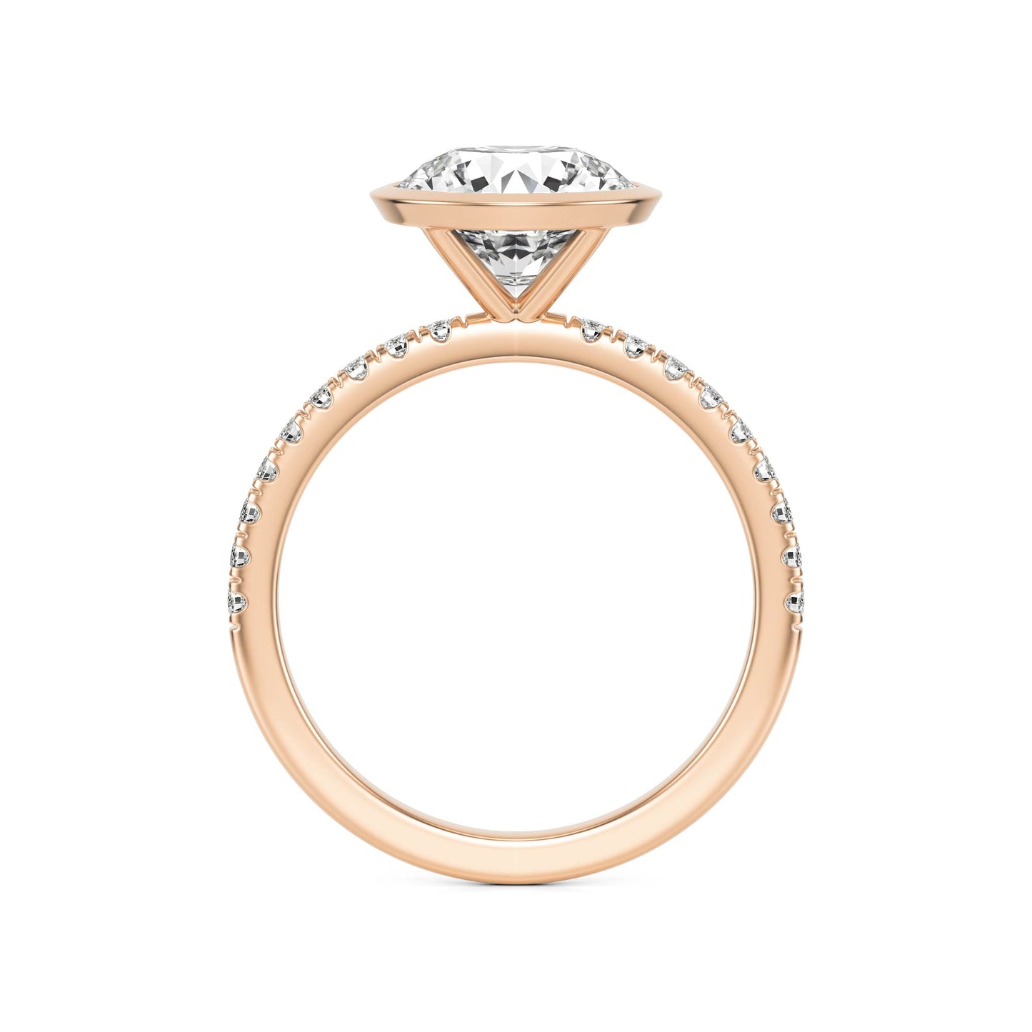 Round Diamond Bezel Pavé 14k Rose Gold