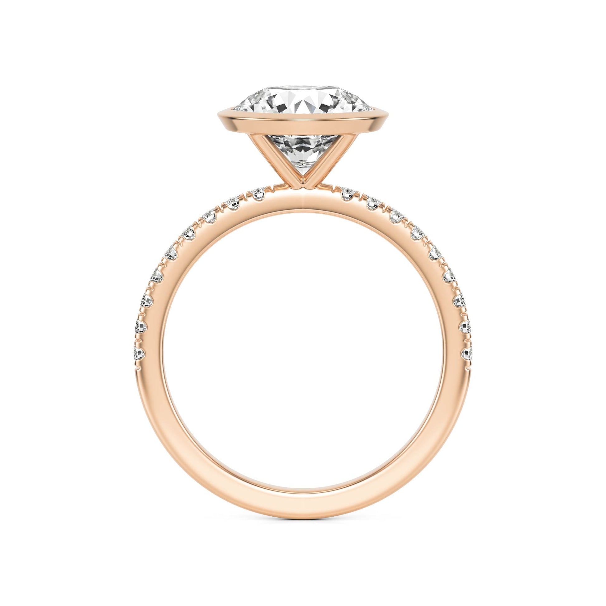 Round Diamond Bezel Pavé 14k Rose Gold