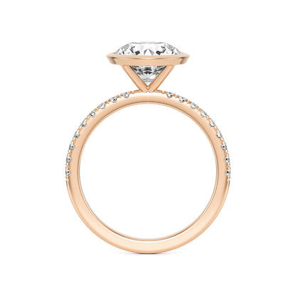 Round Diamond Bezel Pavé 14k Rose Gold