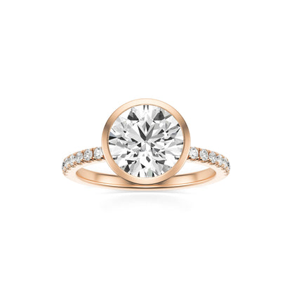 Round Diamond Bezel Pavé 14k Rose Gold