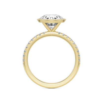 Round Diamond Bezel Pavé 14k Yellow Gold