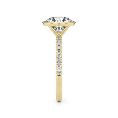 Round Diamond Bezel Pavé 14k Yellow Gold