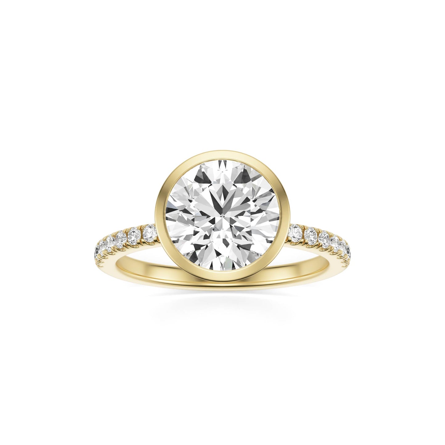 Round Diamond Bezel Pavé 14k Yellow Gold