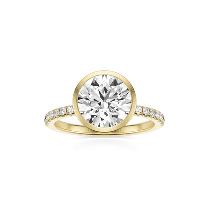 Round Diamond Bezel Pavé 14k Yellow Gold