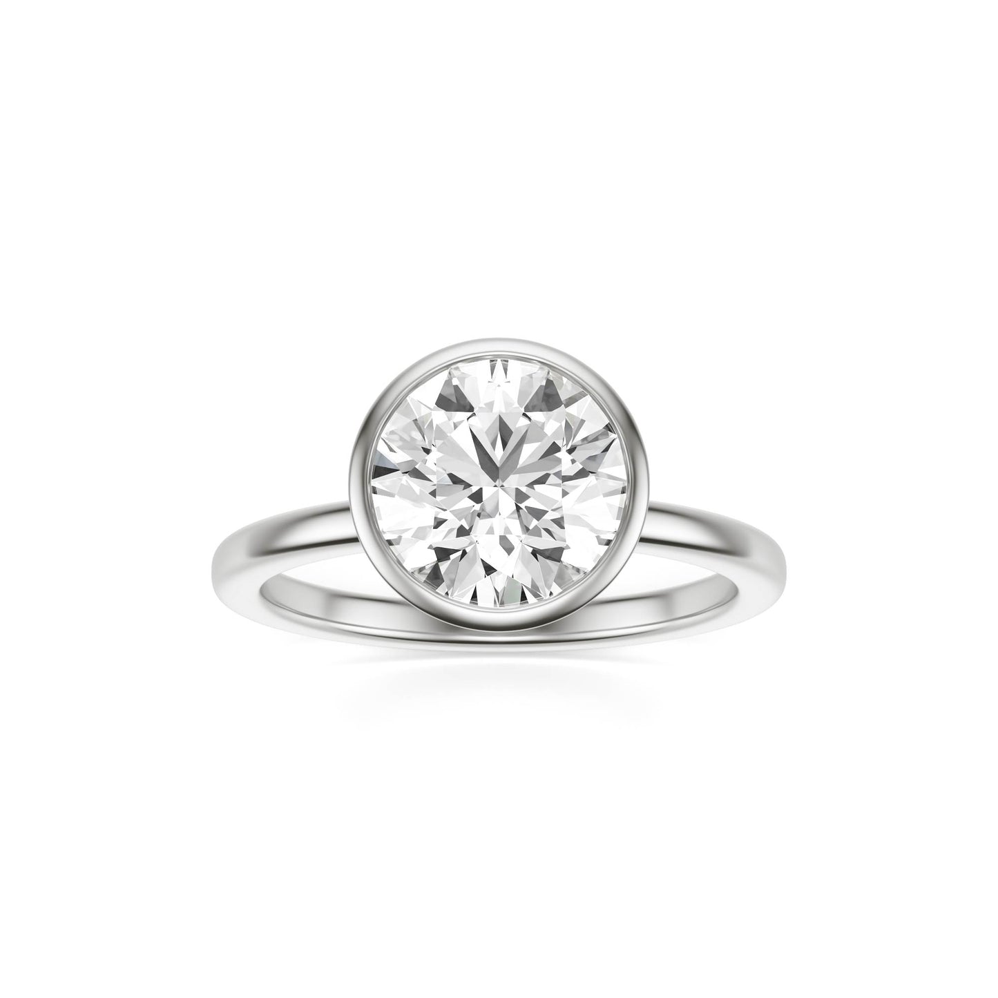 Round Diamond Bezel 14K White Gold