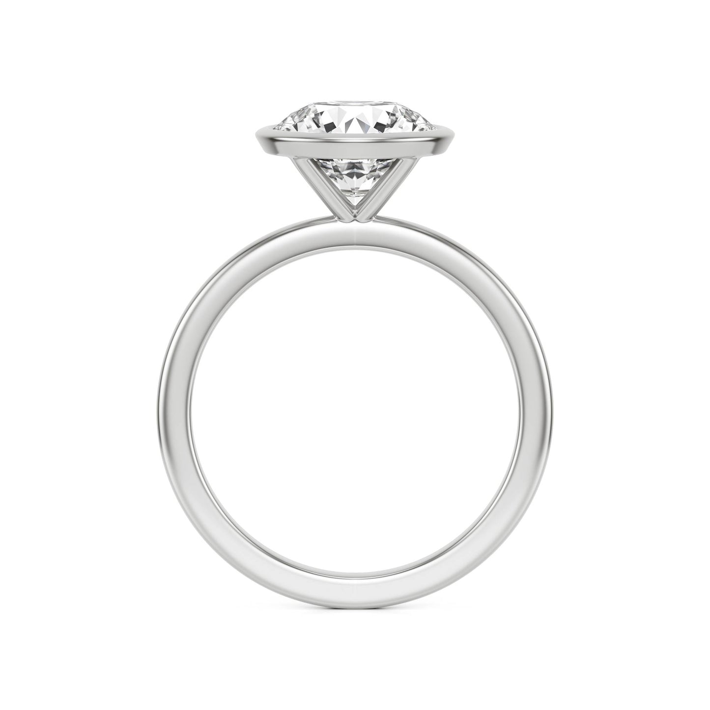 Round Diamond Bezel 14K White Gold