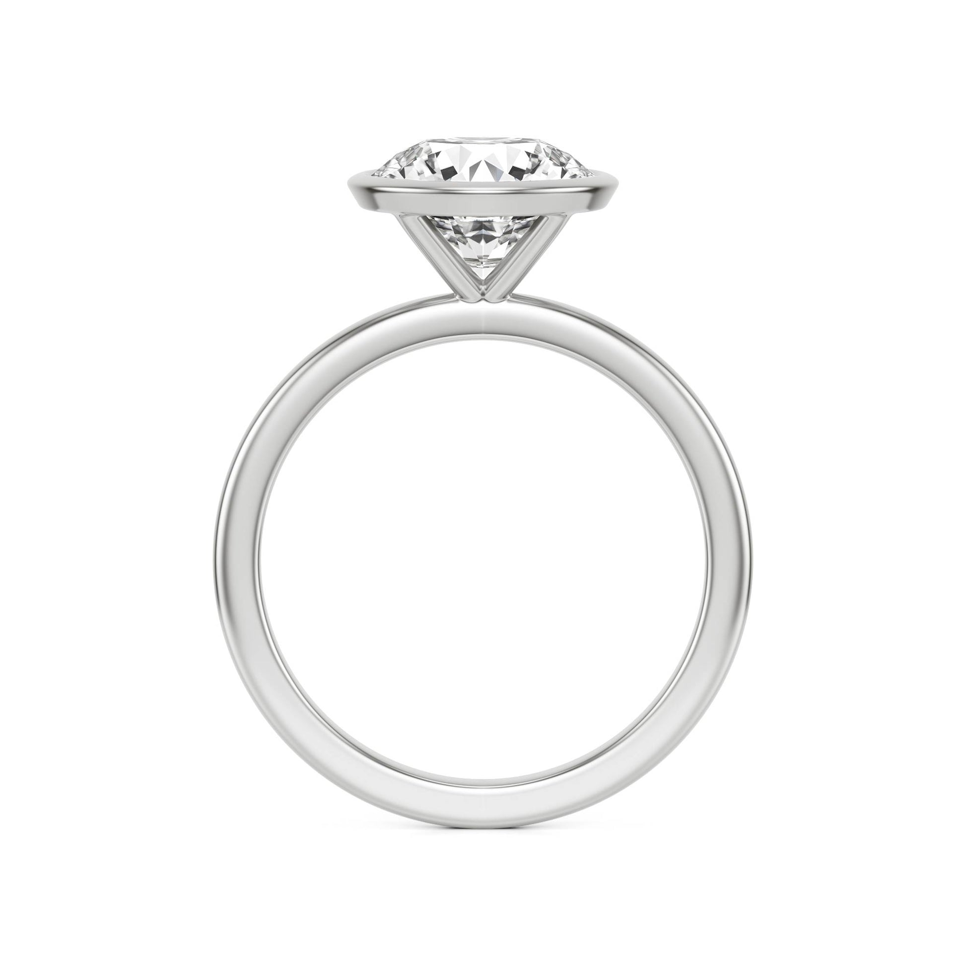 Round Diamond Bezel 14K White Gold