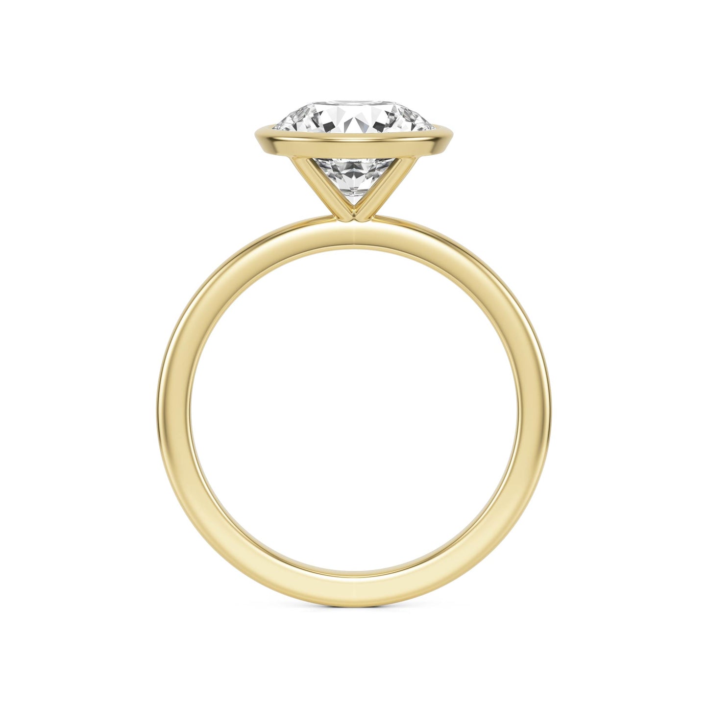 Round Diamond Bezel 14K Yellow Gold