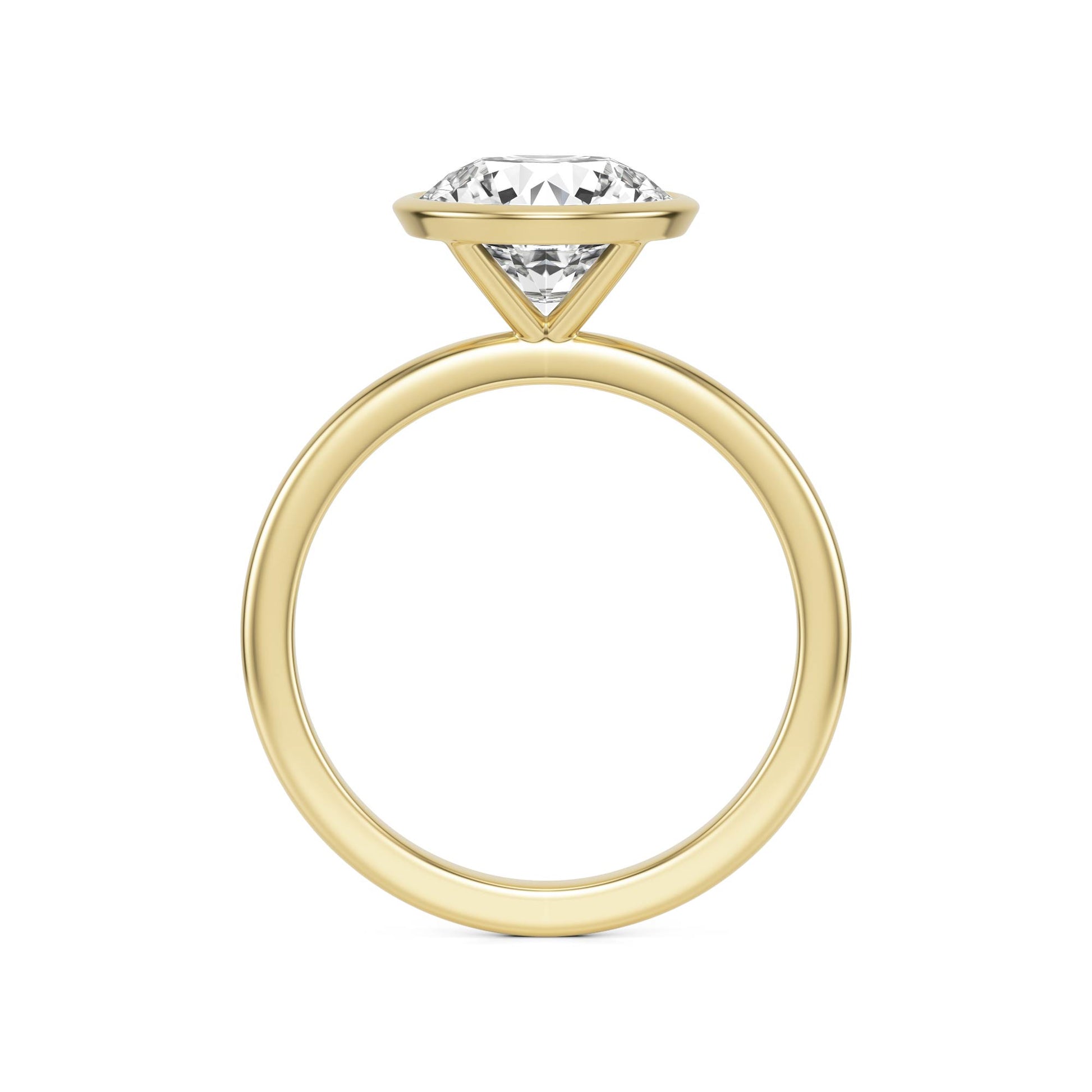 Round Diamond Bezel 14K Yellow Gold