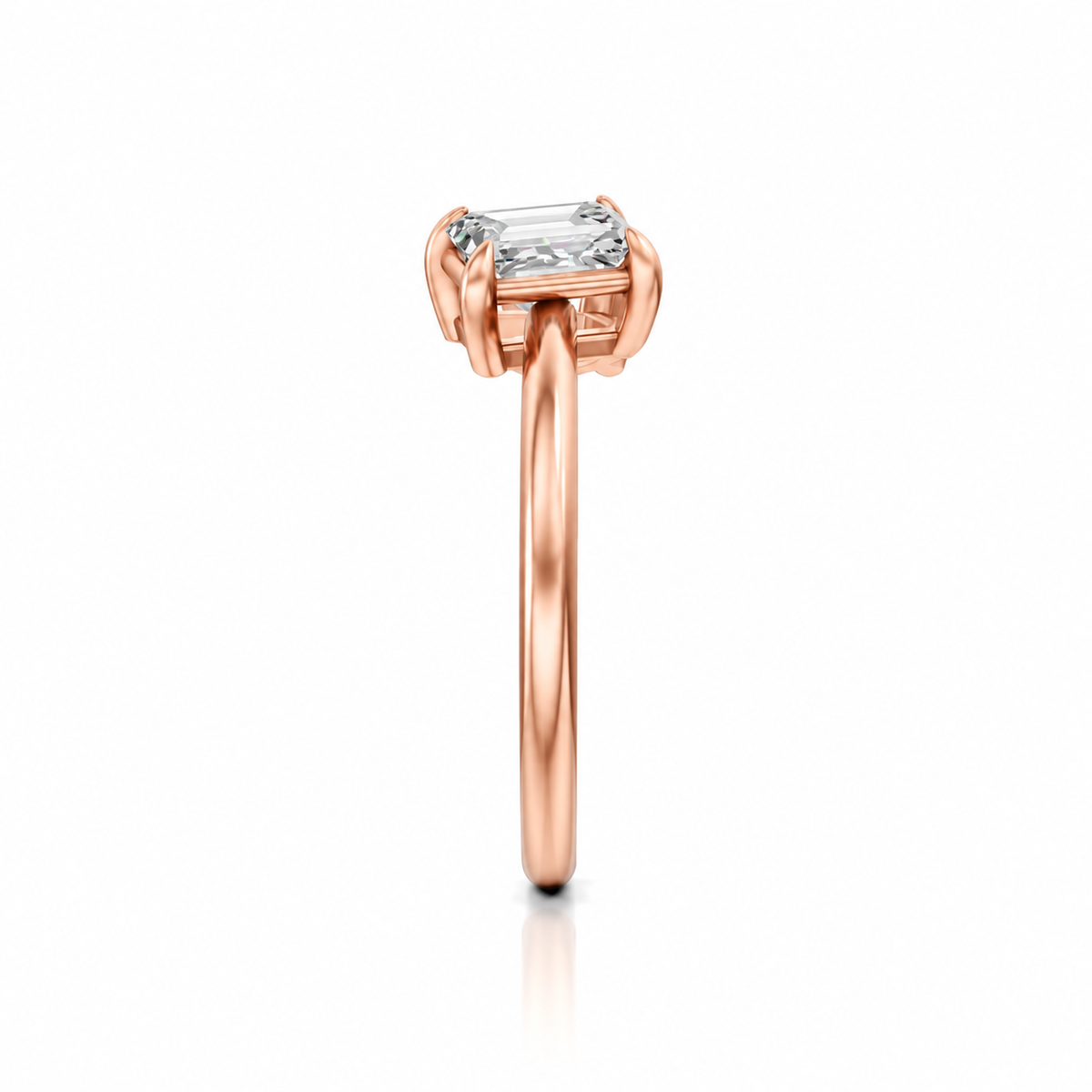 Round Emerald Moissanite Two Stone RIng 14k Rose Gold