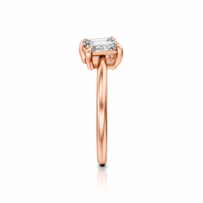 Round Emerald Moissanite Two Stone RIng 14k Rose Gold