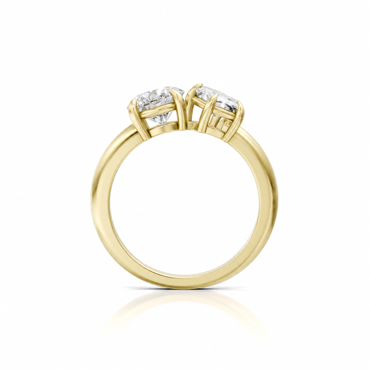 Round and Emerald Diamond ring 14k yellow gold