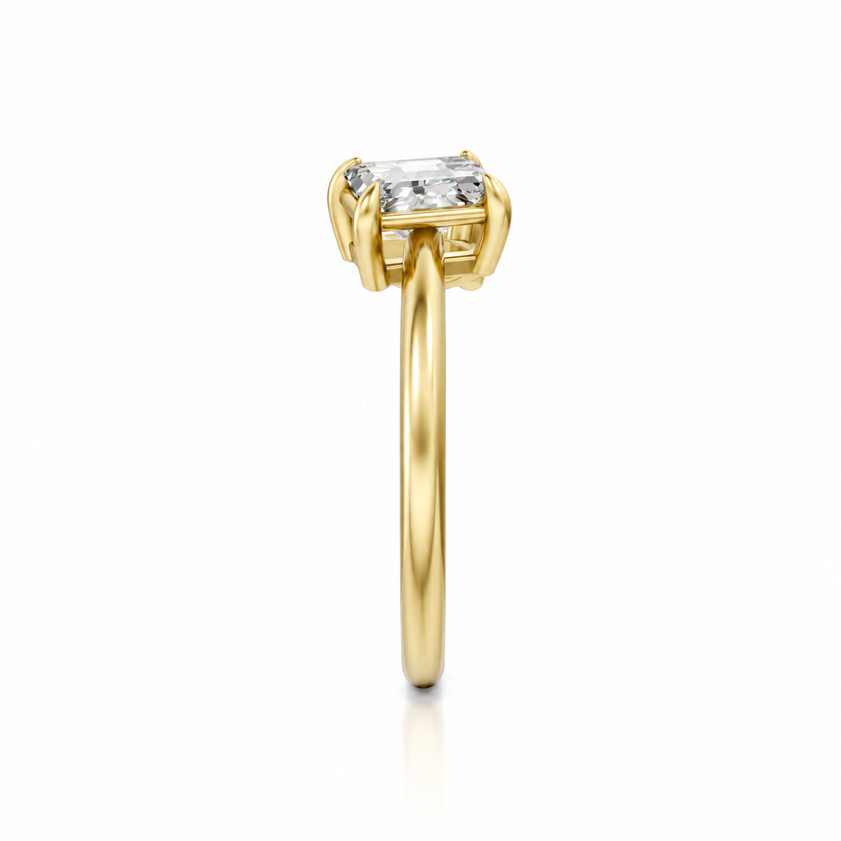 Round Emerald Moissanite Two Stone RIng 14k Yellow Gold