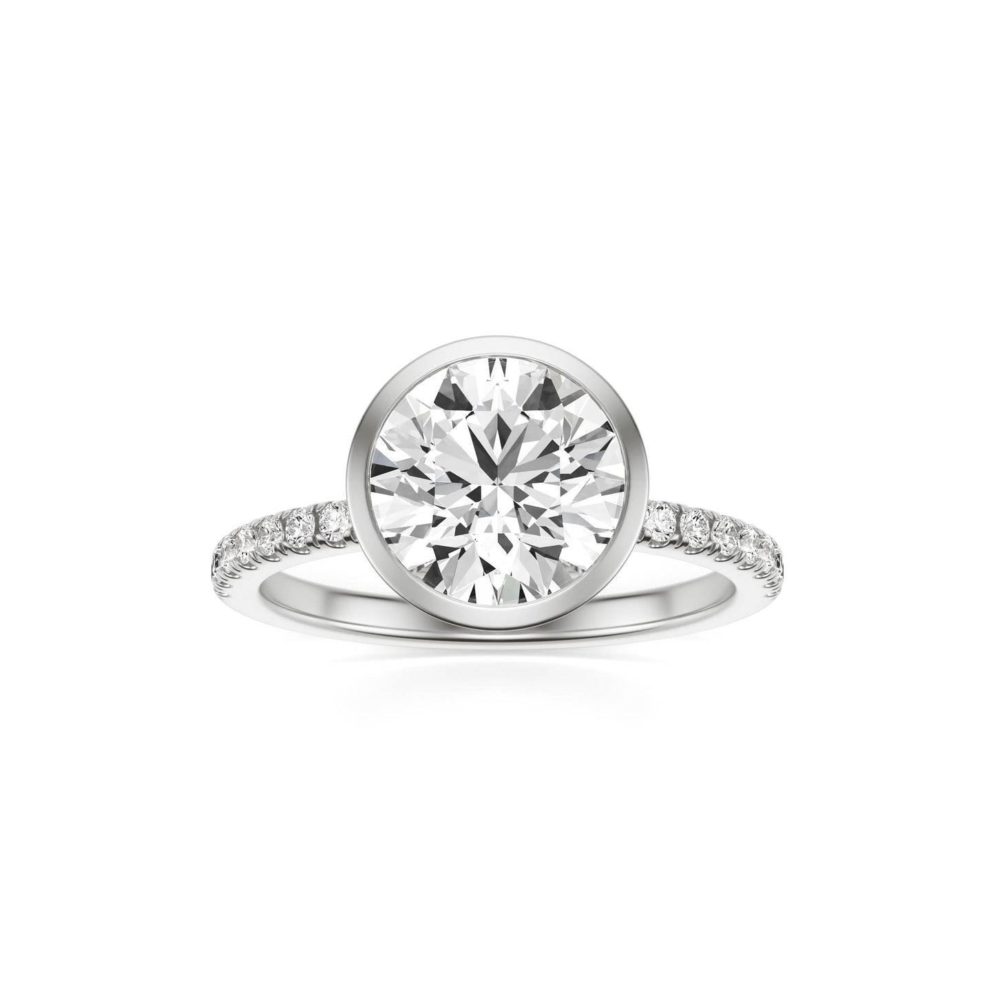 Round Bezel Moissanite Platinum