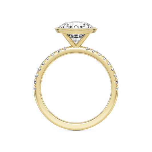 Round Bezel Moissanite 14K Yellow Gold