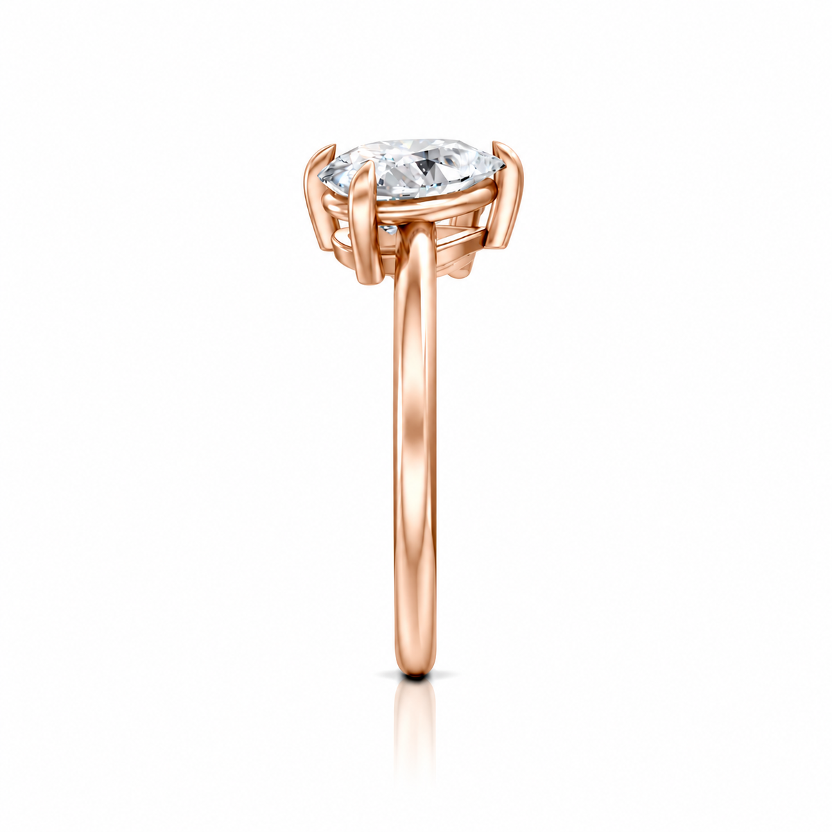 Round and Pear Moissanite Two Stone Ring 14k rose gold