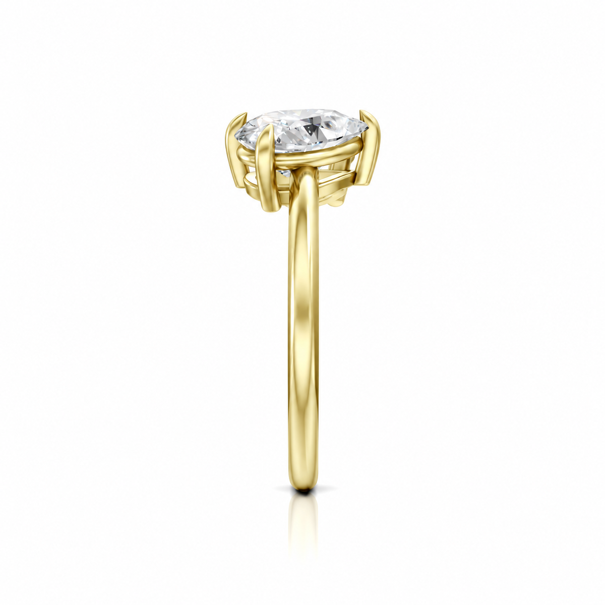 Round and Pear Moissanite Two Stone Ring 14k yellow gold