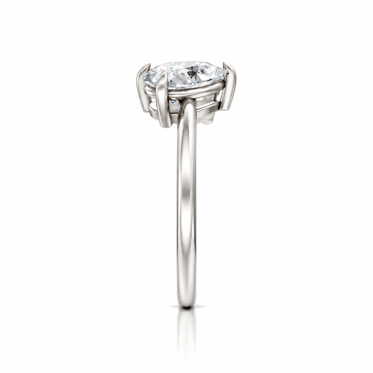 Round and Pear Moissanite Two Stone Ring platinum
