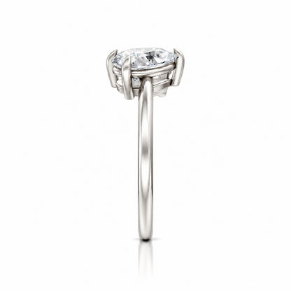 Round and Pear Moissanite Two Stone Ring platinum