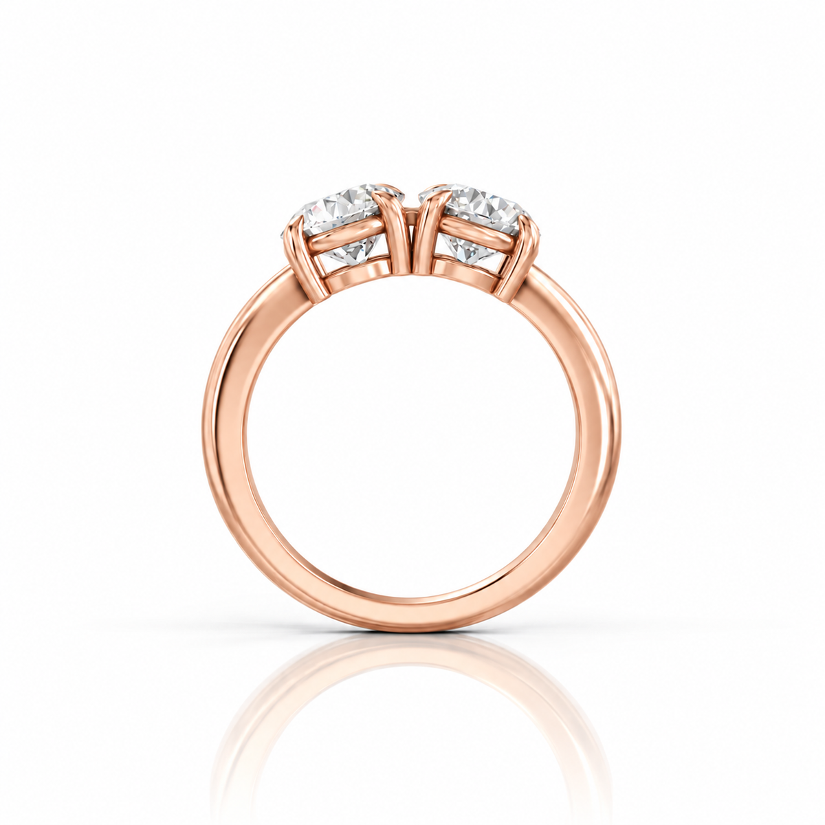 Round Round Lab Diamond Two Stone Engagement Ring 14k rose gold